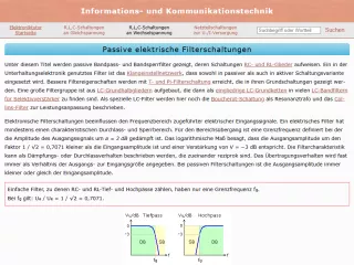 Webseite: Passive elektrische Filterschaltungen