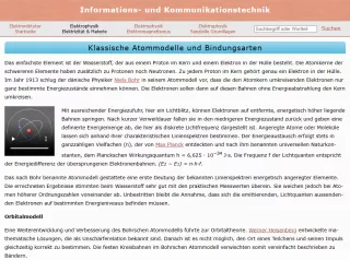 Webseite: Klassische Atommodelle und Bindungsarten