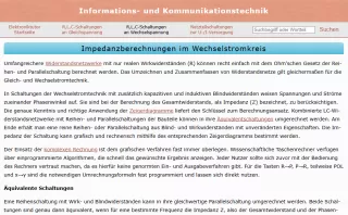 Webseite: Impedanzberechnungen im Wechselstromkreis