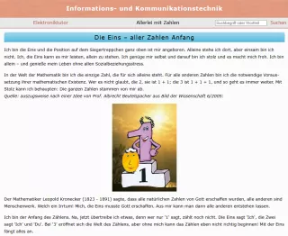 Webseite: Die Eins - aller Zahlen Anfang