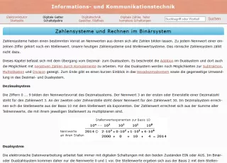 Webseite: Zahlensysteme und Rechnen im Binärsystem