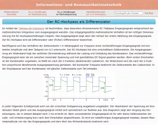 Webseite: Der RC-Hochpass als Differenzierer