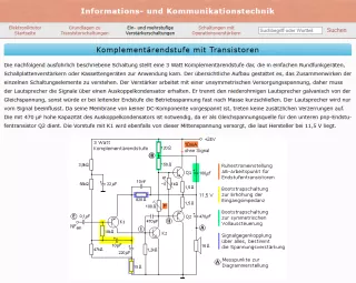 Webseite: Komplementärendstufe mit Transistoren