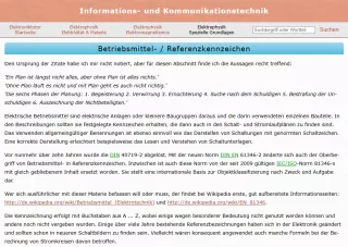 Webseite: Betriebsmittel- / Referenzkennzeichen