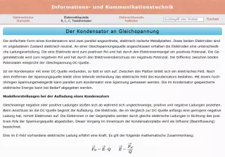 Webseite: Der Kondensator als elektrische Kapazität