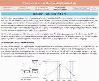 Webseite: Komparatorschaltung mit OPV