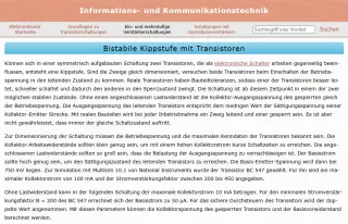 Webseite: Bistabile Kippstufe mit Transistoren