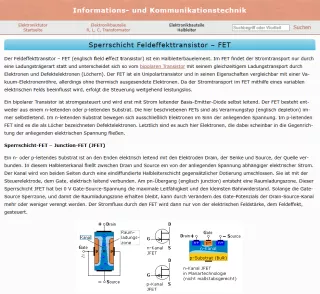 Webseite: Sperrschicht Feldeffekttransistor - FET
