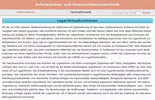 Webseite: Logarithmusfunktionen