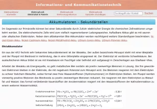 Webseite: Akkumulatoren - Sekundärzellen