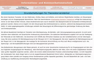 Webseite: Grundschaltungen für Transistorverstärker