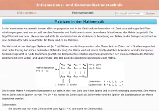Webseite: Matrizen in der Mathematik