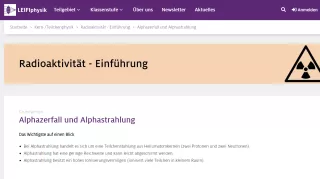 Unterrichtsbaustein: Alphazerfall und Alphastrahlung - Grundwissen