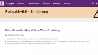 Unterrichtsbaustein: Beta-Minus-Zerfall und Beta-Minus-Strahlung