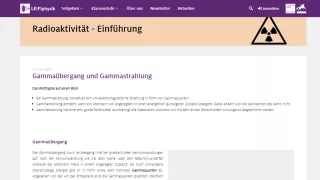 Unterrichtsbaustein: Gammaübergang und Gammastrahlung