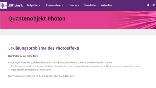 Unterrichtsbaustein: Erklärungsprobleme des Photoeffekts