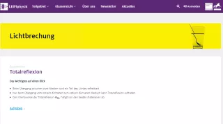 Unterrichtsbaustein: Totalreflexion