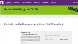 Simulation: Elastischer und vollkommen unelastischer Stoß (Simulation)