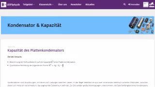 Unterrichtsbaustein: Kapazität des Plattenkondensators - Versuche