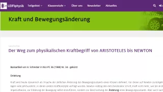 Unterrichtsbaustein: Der Weg zum physikalischen Kraftbegriff von ARISTOTELES bis NEWTON