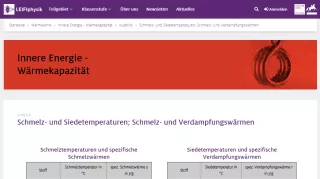 Veranschaulichung: "Schmelz- und Siedetemperaturen; Schmelz- und Verdampfungswärmen"