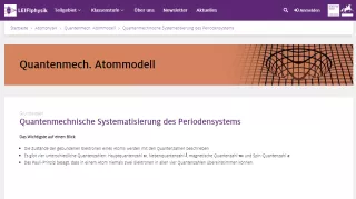 Unterrichtsbaustein: Quantenmechnische Systematisierung des Periodensystems