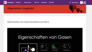 Experiment: Eigenschaften von Gasen (Simulation von PhET)