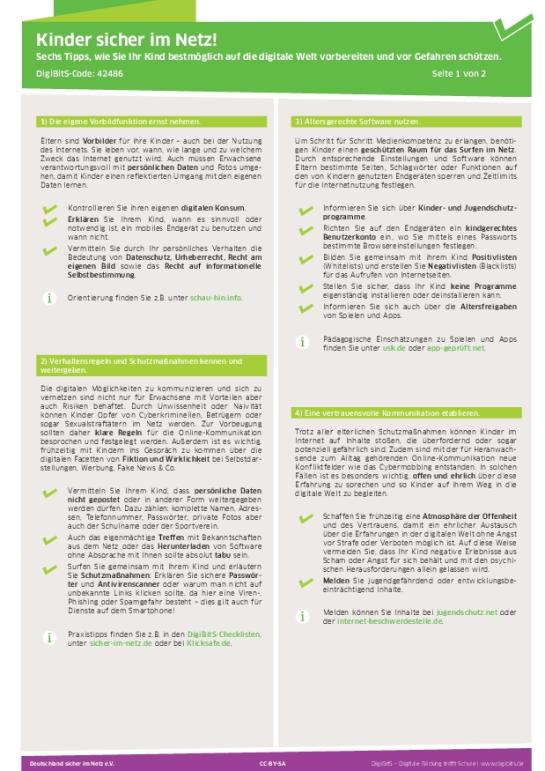 DigiBitS-Checkliste: Kinder sicher im Netz (pdf)