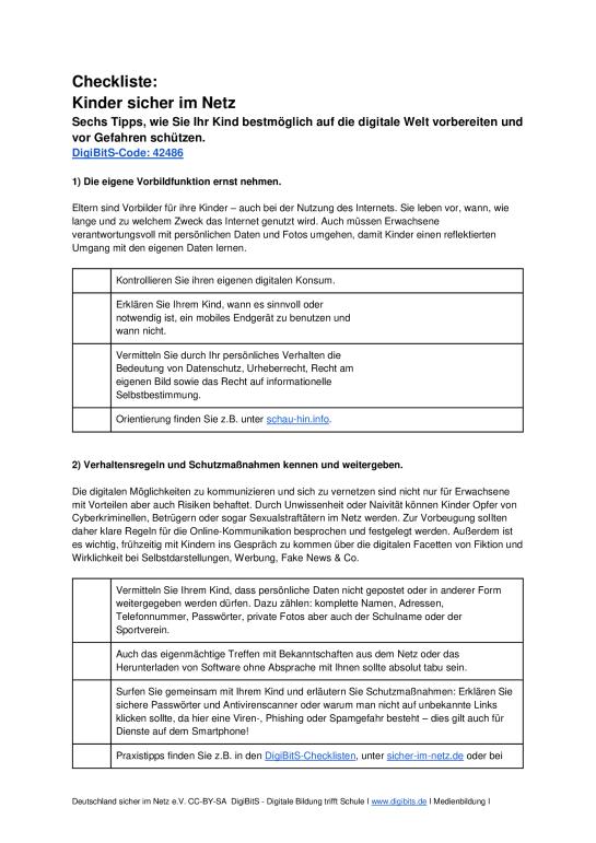 DigiBitS-Checkliste: Kinder sicher im Netz (odt)