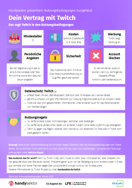 Nutzungsbedingungen kurzgefasst: Dein Vertrag mit Twitch