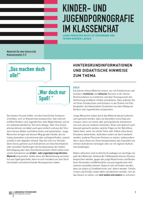 Kinder- und Jugendpornografie im Klassenchat