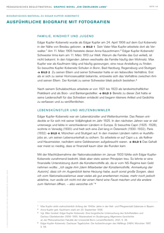 Graphic Novel „Ein Überleben lang“ | Begleitmaterial | Biografische Informationen zu Edgar Kupfer-Koberwitz mit Fotografien
