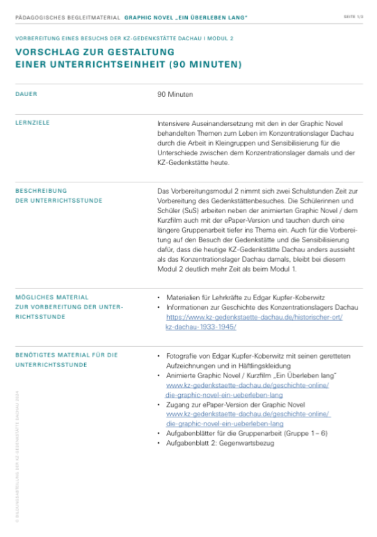 Graphic Novel „Ein Überleben lang“ | Begleitmaterial | Vorbereitungsmodul 2