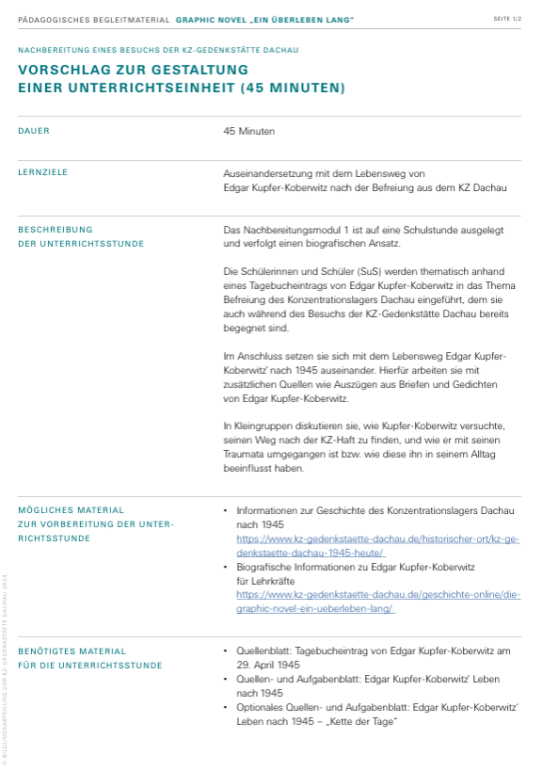 Graphic Novel „Ein Überleben lang“ | Begleitmaterial | Nachbereitungsmodul