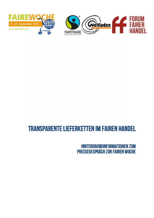 Unterrichtsbaustein: Transparente Lieferketten im Fairen Handel