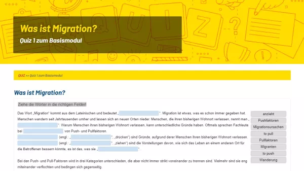 Unterrichtsbaustein: Quiz: Was ist Migration?