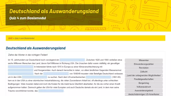 Unterrichtsbaustein: Quiz: Deutschland als Auswanderungsland