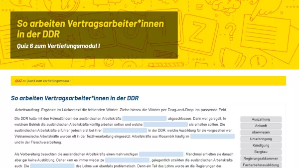 Unterrichtsbaustein: Quiz: So arbeiten Vertragsarbeiter*innen in der DDR