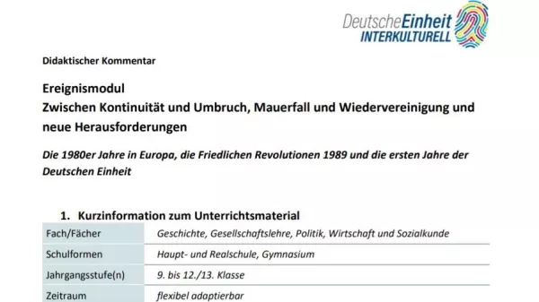 Unterrichtsplanung: Didaktischer Kommentar - Zwischen Kontinuität und Umbruch