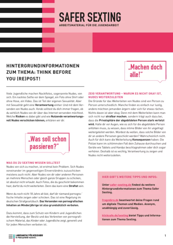 Quelle: Safer Sexting - Arbeitsmaterial für die Jugendarbeit