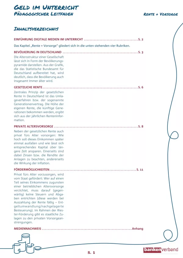 Unterrichtsplanung: Rente und Vorsorge | Pädagogischer Leitfaden