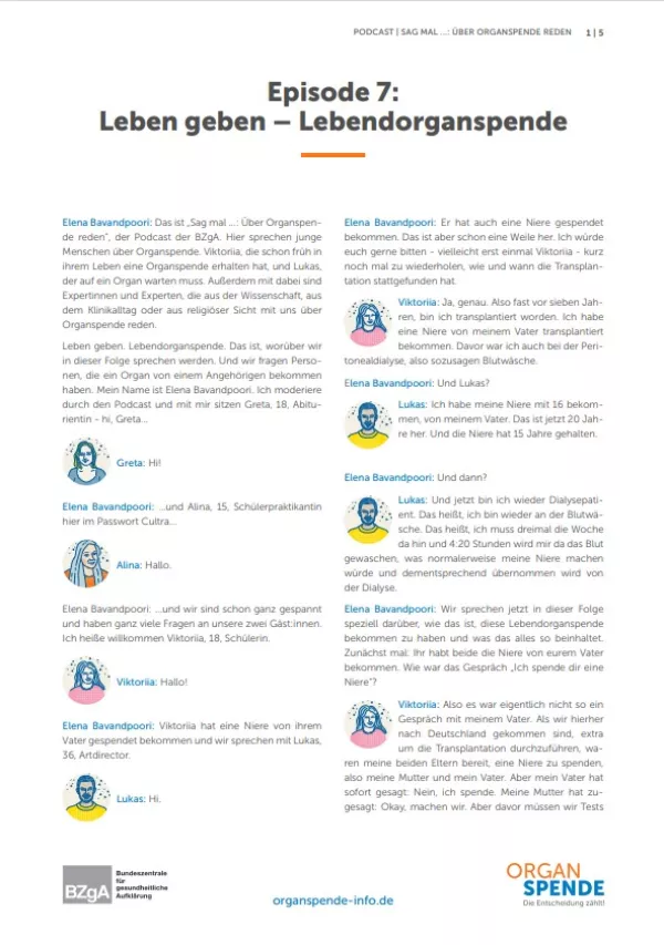Text: Podcast: Sag mal...: Über Organspende reden | Episode 7 Transkript
