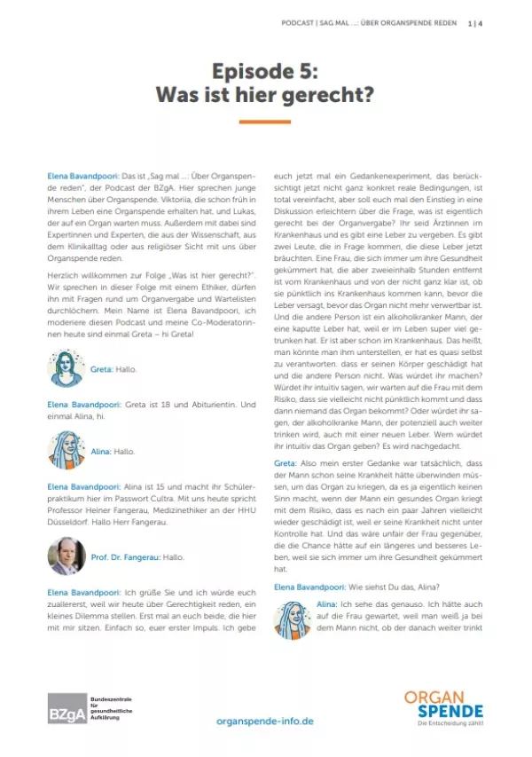 Text: Podcast: Sag mal...: Über Organspende reden | Episode 5 Transkript