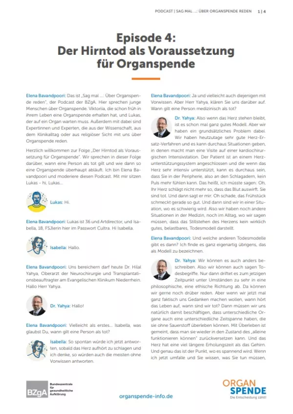 Text: Podcast: Sag mal...: Über Organspende reden | Episode 4 Transkript