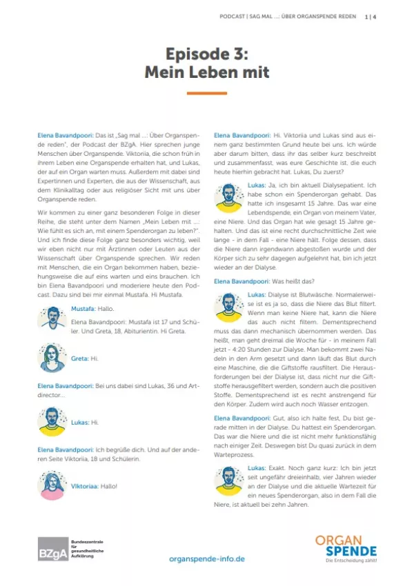 Text: Podcast: Sag mal...: Über Organspende reden | Episode 3 Transkript