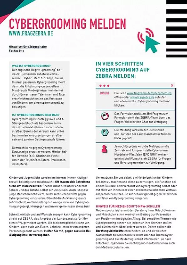 Broschuere: Cybergrooming melden