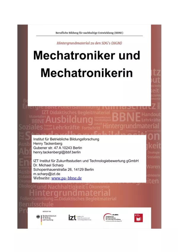 Unterrichtsbaustein: BBNE für Mechatroniker/innen - Hintergrundmaterial
