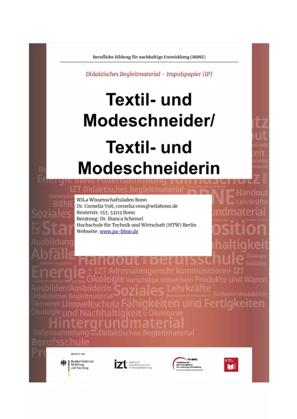 Unterrichtsbaustein: BBNE für Textil- und Modeschneider/innen - Impulspapier
