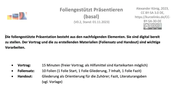 Arbeitsblatt: Kriterien für einen foliengestützten Vortrag (Handout - Schüler:innen)