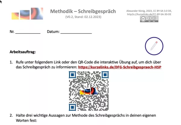 Arbeitsblatt: Methodik Schreibgespräch